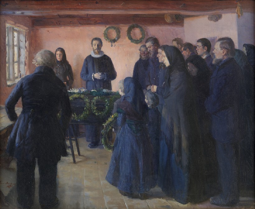 'En begravelse' af Anna Ancher,1891, Statens Museum for Kunst