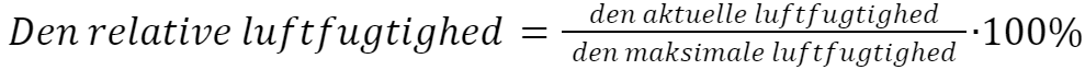 Formel til beregning af relativ luftfugtighed